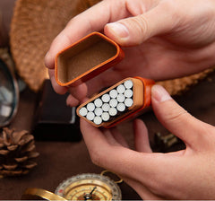 Handmade Coffee Leather Womens 18pcs Cigarette Cases Slim Leather Cigarette Box for Ladies