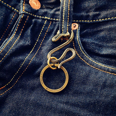 Snake Brass Keyring Moto KeyChain Snake Hook Keyrings Moto Key Holders Key Chain Key Rings for Men