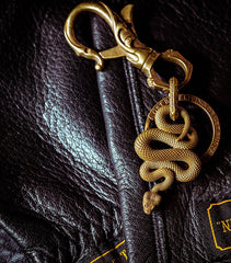 Snake Keyrings Brass Moto KeyChain Snake Hook Keyrings Moto Key Holders Key Chain Key Rings for Men