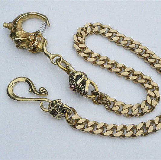 Solid Brass Cool Punk Rock Skull Wallet Chain Biker Trucker Wallet Chain Trucker Wallet Chain for Men