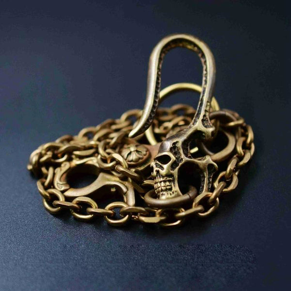 Solid Brass Cool Punk Rock Skull Wallet Chain Biker Trucker Wallet Chain Trucker Wallet Chain for Men