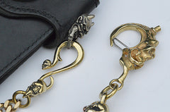 Solid Brass Cool Punk Rock Skull Wallet Chain Biker Trucker Wallet Chain Trucker Wallet Chain for Men