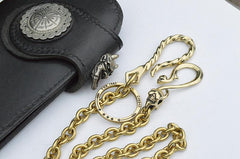 Badass Gold Brass Long Mens 18'' Biker Wallet Chain Biker Pants Chain Trucker Wallet Chain for Men