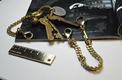 Cool Silver Brass Stainless Steel Mini Key Chain Wallet Chain Hanging Chain for Men