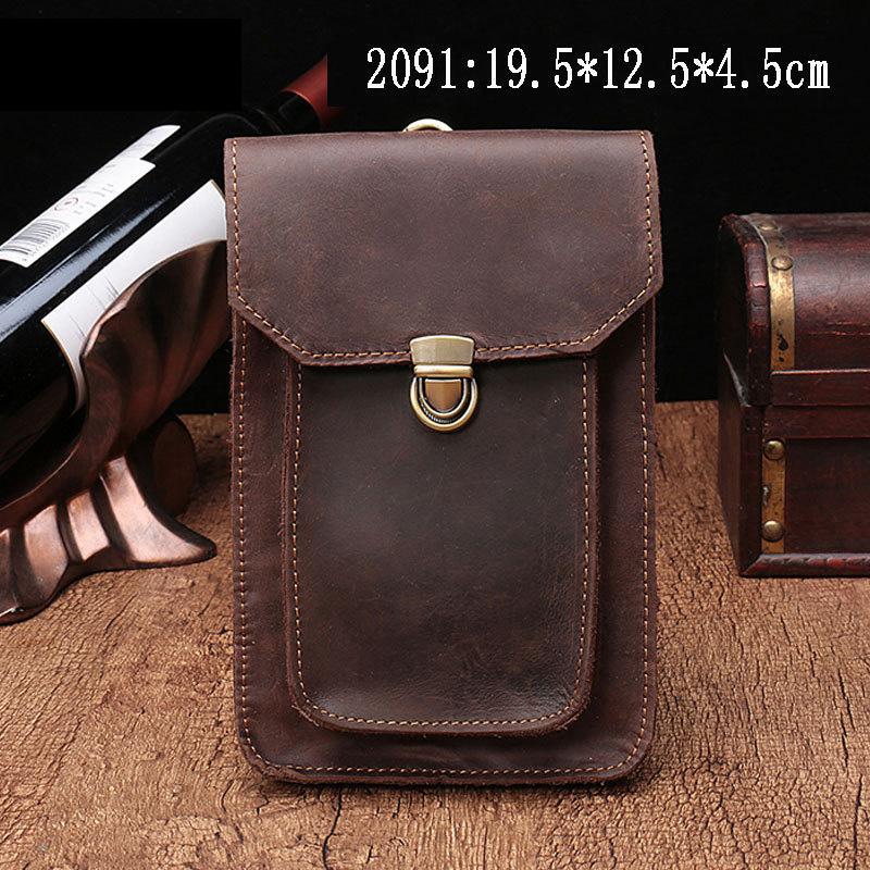 Vintage Brown Leather Men's Belt Pouch Cell Phone Holster