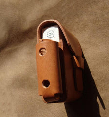 Cool Brown Leather Mens Cigarette Case with Lighter Holder Belt Loop for Men