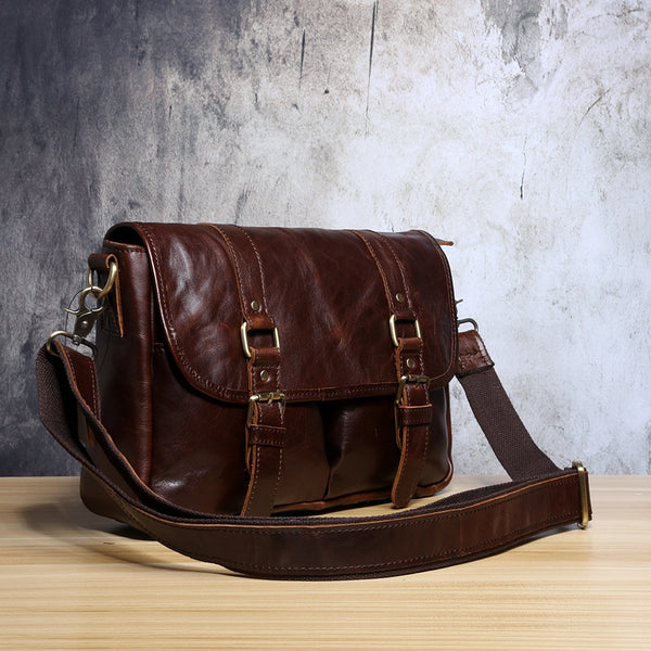 Genuine Leather Mens Cool Messenger Bag Chest Bag Bike Bag Cycling Bag for men