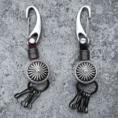Handmade Biker Trucker Motorcycle Cool Key Ring Keychain Fob Leather Braided Keychain