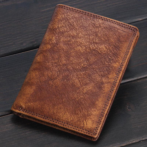 Handmade Mens Cool billfold Leather Wallet Men Small Slim Wallets Bifold for Men - iChainWallets