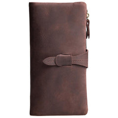 Handmade Leather Mens Clutch Wallet Cool Leather Wallet Long Phone Wallets for Men