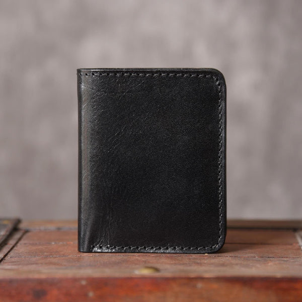 Handmade Leather Mens Cool Slim Leather Wallet Men Small Wallets Bifold for Men - iChainWallets