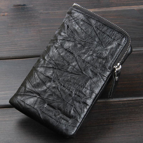 Handmade Leather Mens Cool Long Leather Wallet Trifold Clutch Wallet for Men - iChainWallets