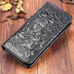 Handmade Leather Mens Cool Long Leather Wallet Zipper Clutch Wallet for Men - iChainWallets