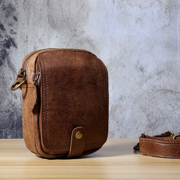Genuine Leather Mens Waist Bag Hip Pack Belt Bag Fanny Pack Bumbag Chest Bag Sling Bag for Men
