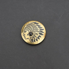 Indian Chief Brass Wallet Concho Stone Conchos Button Conchos Brass Screw Back Decorate Concho Stone Brass Biker Wallet Concho Wallet Conchos