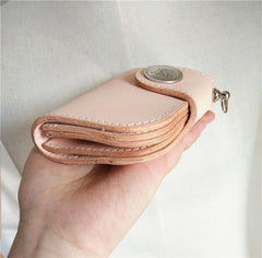 Handmade Mens Leather Small Biker Chain Wallets Cool billfold Biker Wallet with Chain