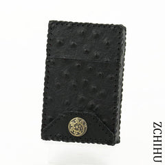 Cool Handmade Leather Mens Black Engraved Cigarette Holder Case for Men