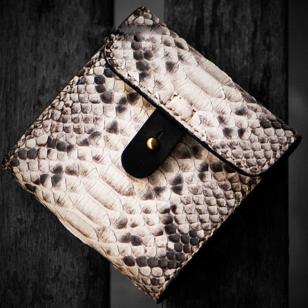 Handmade Leather Boa Skin Mens billfold Wallet Cool Small Wallets for Men
