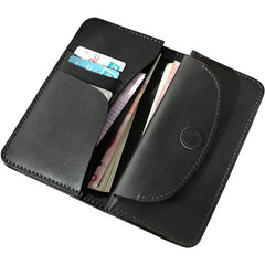 Coffee Leather Mens Bifold Long Wallets Personalized Handmade Coffee Travel Leather Wallet for Men