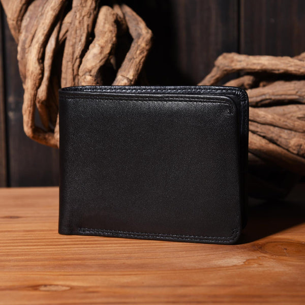 Genuine Leather Mens Cool billfold Leather Wallet Men Small Wallets Bifold for Men - iChainWallets