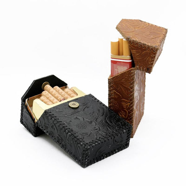 Handmade Cool Leather Mens Engraved Cigarette Holder Case Cigarette Holder for Men