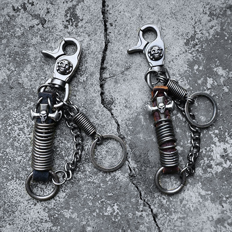 Handmade Biker Trucker Motorcycle Cool Skull Key Ring Keychain Fob Lea –  iChainWallets