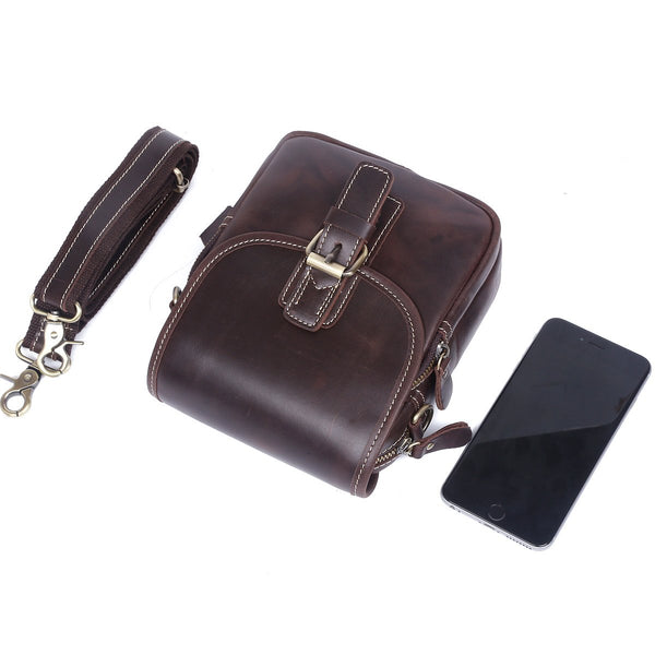 Genuine Leather Mens Waist Bag Hip Pack Belt Bag Fanny Pack Bumbag Chest Bag Sling Bag for Men