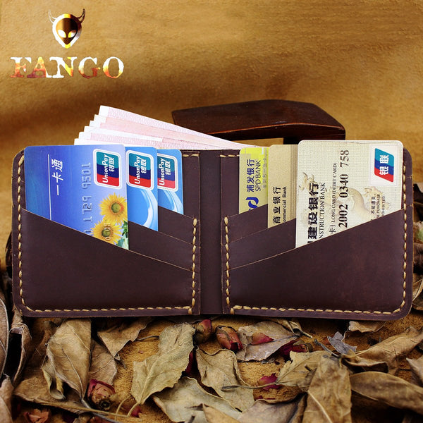 Handmade Leather Mens Cool Slim Leather Wallet Men billfold Wallets Bifold for Men