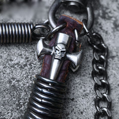 Handmade Biker Trucker Motorcycle Cool Skull Key Ring Keychain Fob Leather Braided Keychain
