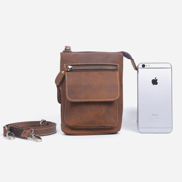 Genuine Leather Mens Waist Bag Hip Pack Belt Bag Fanny Pack Bumbag Chest Bag Sling Bag for Men