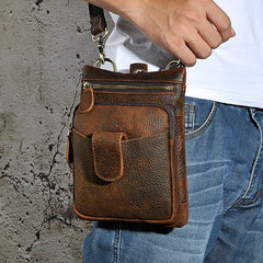 Genuine Leather Mens Waist Bag Hip Pack Belt Bag Fanny Pack Bumbag Chest Bag Sling Bag for Men