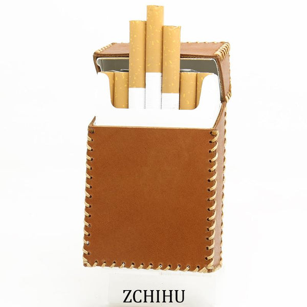 Handmade Cool Leather Mens Cigarette Holder Case Brown Cigarette Holder for Men