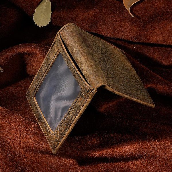Handmade Leather Mens Cool Slim Leather Wallet Card Wallet Holders Men Small Wallets Bifold for Men