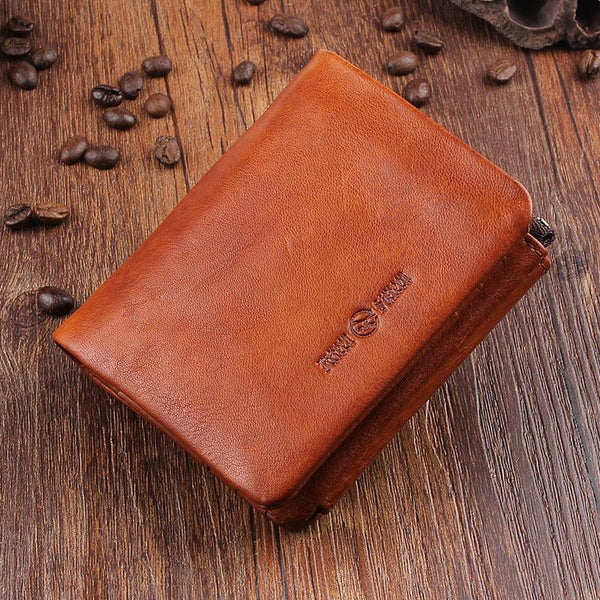 Handmade Mens Cool billfold Leather Wallet Men Small Wallets Trifold for Men - iChainWallets