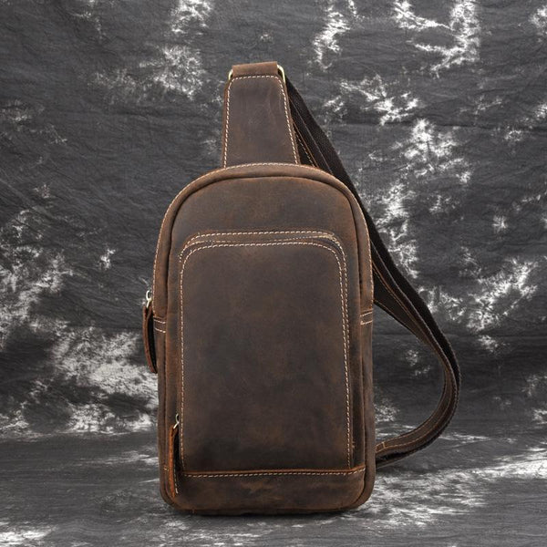 Casual Leather One Shoulder Backpack Chest Bag Sling Bag Sling Crossbody Bag For Men