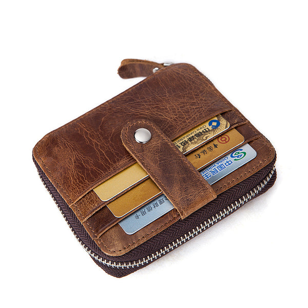 Cool Vintage Mens Leather Small Wallet Bifold Front Pocket Wallet For Men