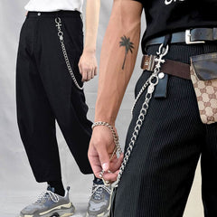 Cool Men's Rock Puck Cross Long Stainless Steel Pants Chain Biker Wallet Chain For Men