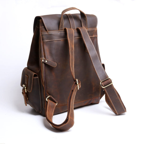 Handmade Leather Mens Cool Backpack Sling Bag Large Black Travel Bag H ...