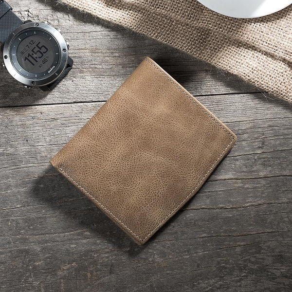 Handmade Leather Mens Cool Slim Leather Wallet Men Small Wallets Bifold for Men