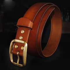 Handmade Genuine Custom Leather Mens Leather Men Brown Black Belt - iChainWallets