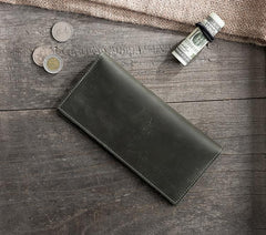 Handmade Leather Mens Clutch Wallet Cool Leather Wallet Long Phone Wallets for Men