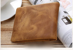 Handmade Leather Mens Cool Slim Leather Wallet Card Wallet Men Small Wallets Bifold for Men