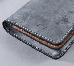 Handmade Leather Mens Clutch Wallet Cool Leather Wallet Long Phone Wallets for Men