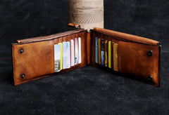 Genuine Leather Mens Cool Long Leather Wallet Card Wallet Clutch Wristlet Wallet for Men