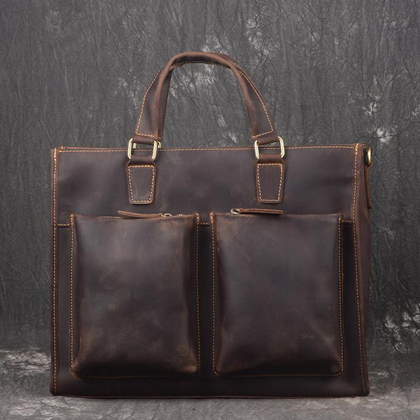 Men Leather Briefcase 14inch Professional Handbag Laptop Bag For Men