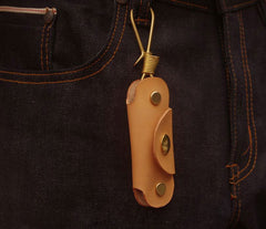 Brown Handmade Mens Leather Keyholders With Hook Cool KeyChains Key Holders KeyRing for Men