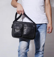 Handmade Genuine Leather Mens Cool Messenger Bag Chest Bag Bike Bag Cycling Bag for men