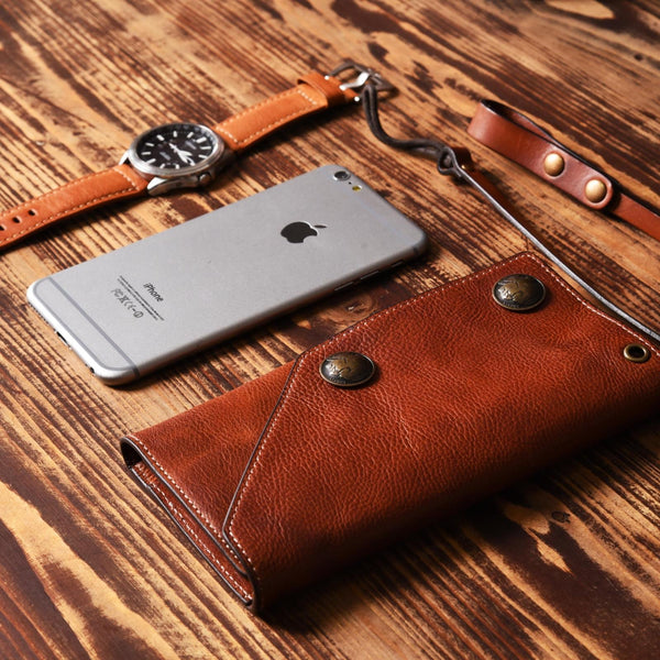Handmade Mens Cool Leather Chain Wallet Biker Trucker Wallet with Chain for Men - iChainWallets