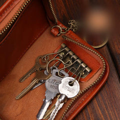 Genuine Leather Mens Cool Key Wallet Car Key Holder Car Key Case for Camel Men