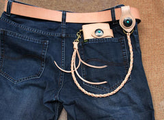 Handmade Mens Leather Biker Chain Wallets Cool Long Biker Wallet with Chain